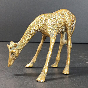 Unpolished Brass Baby Giraffe Figurine 4 Inch X 3 Inch Adorable!